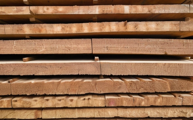A stack of rough sawn European oak boards on bearers in a timber yard, end grain facing the camera